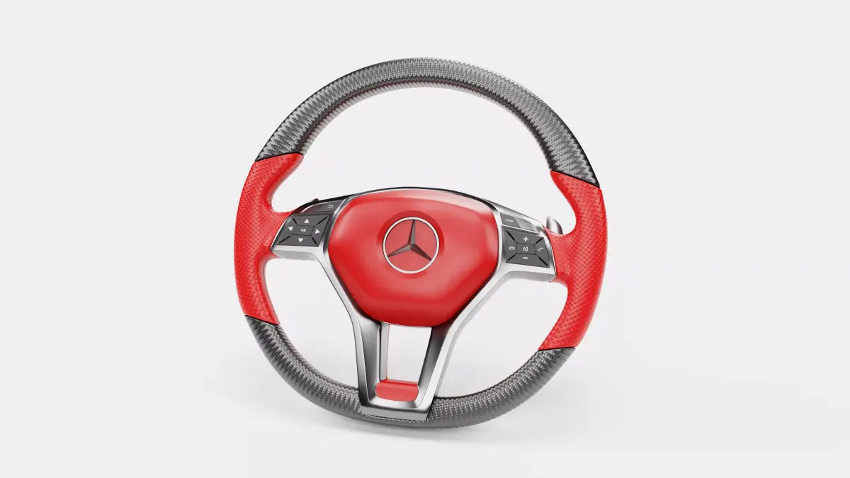 3d Steering Wheel With Red Cover 3D model