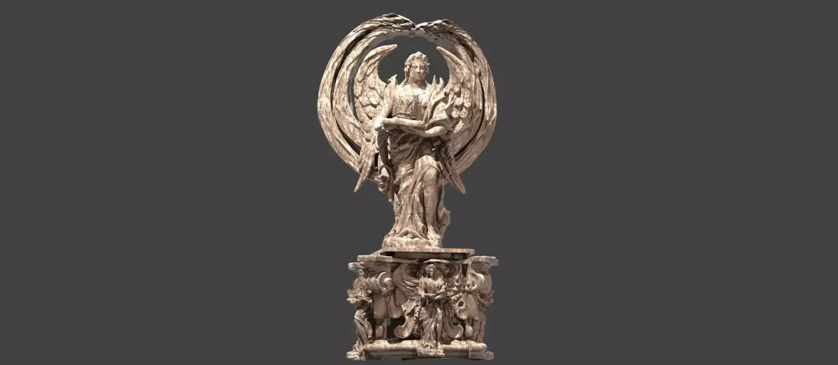 Medieval Stone Angel Christmas Wreath Statue  3D model
