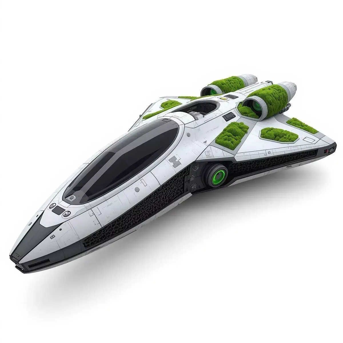 Realistic Overgrown Sci Fi Spaceship 3D Model Low-poly 3D model