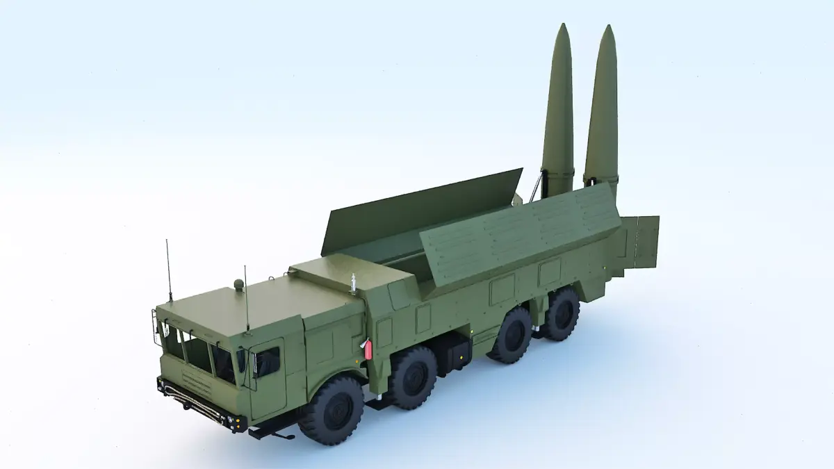 Iskander M military truck with missiles 3D model