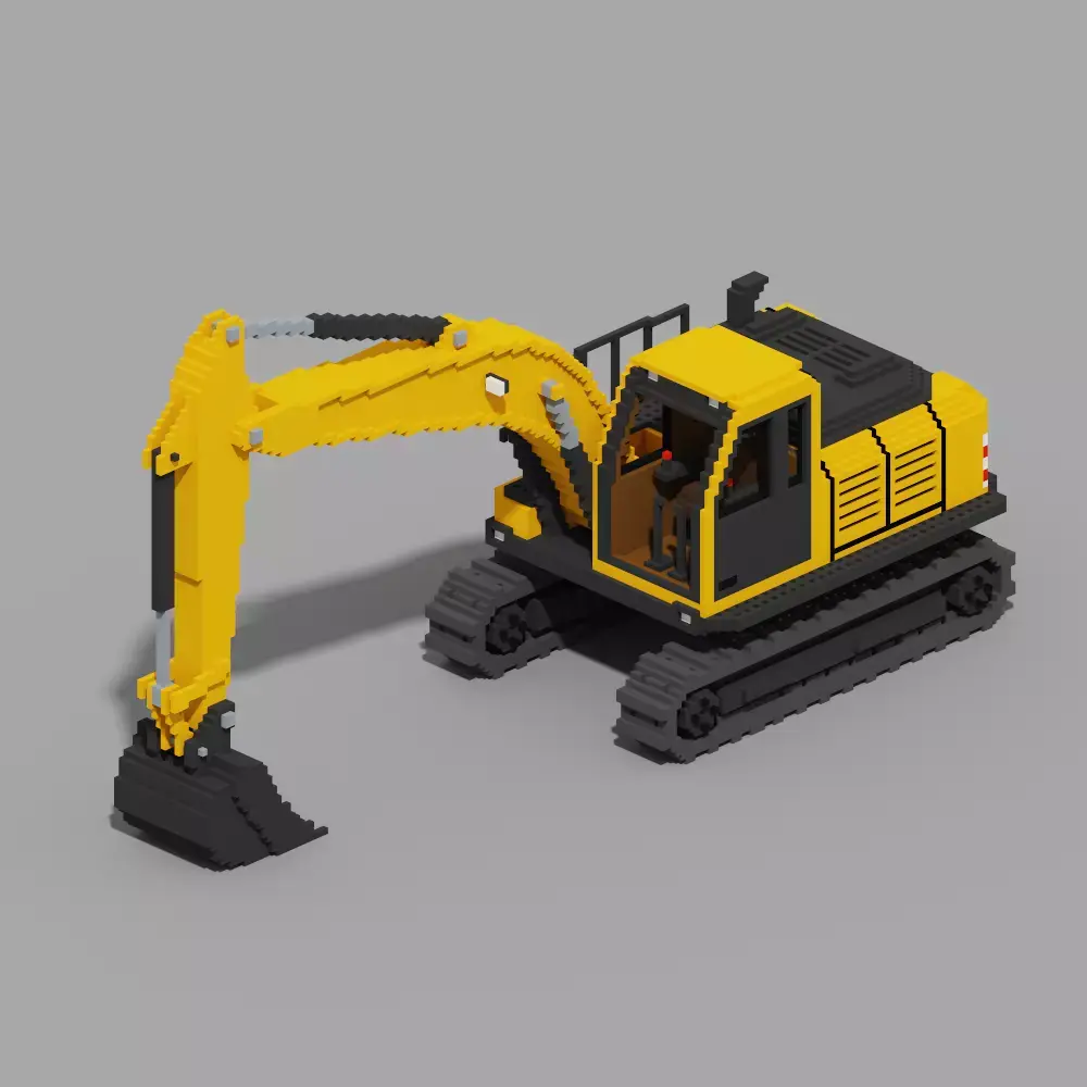 Voxel Excavator Low-poly 3D model