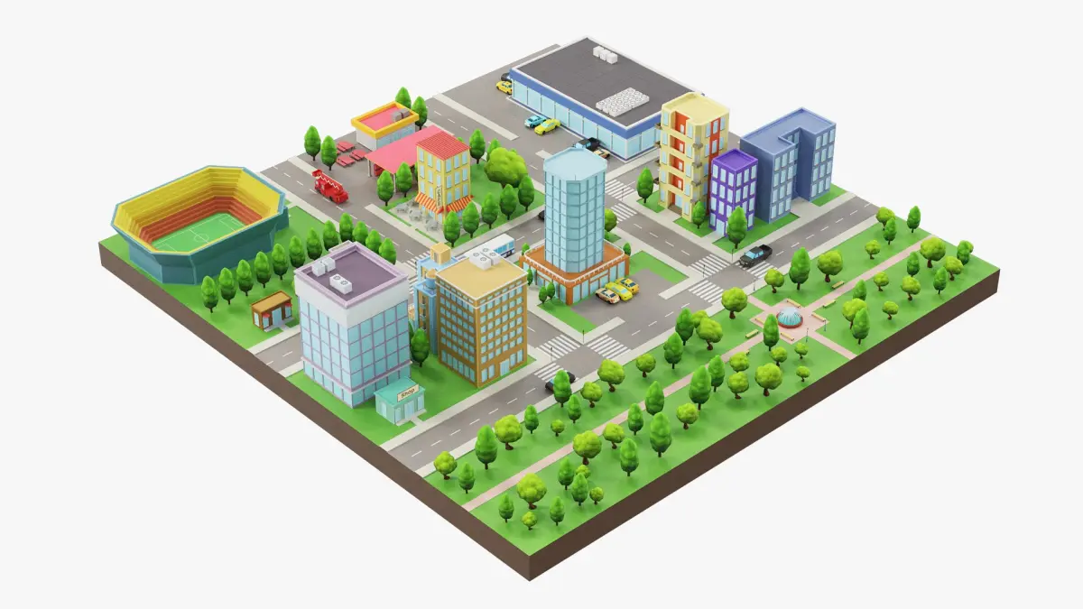 Cartoon City District 3D model