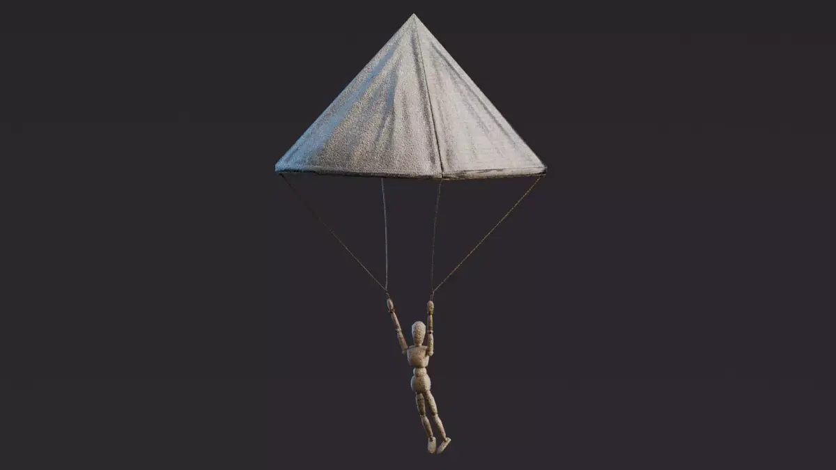 Da Vinci Inventions - Parachute Low-poly 3D model