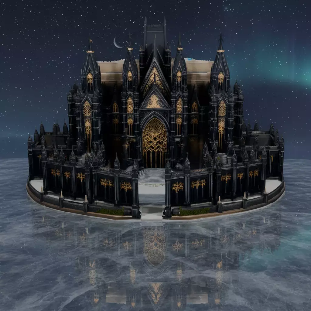 Dark Medieval Castle Fortress  Black Fantasy Stronghold 3D Model Low-poly 3D model