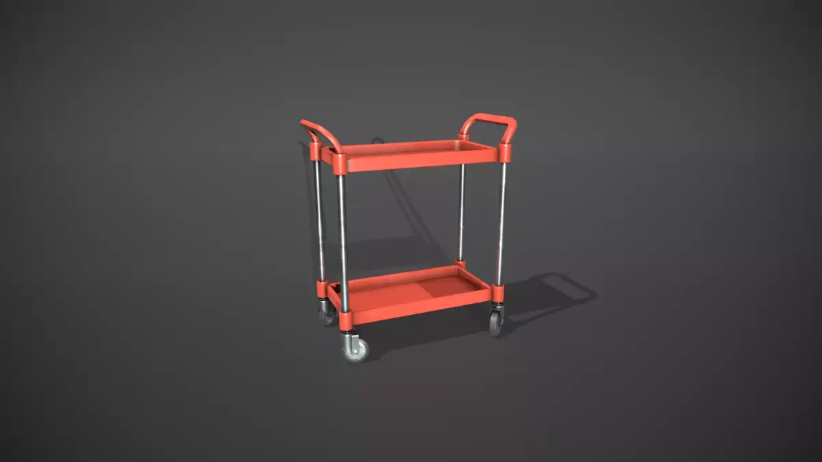 Red Service Cart Low-poly 3D model