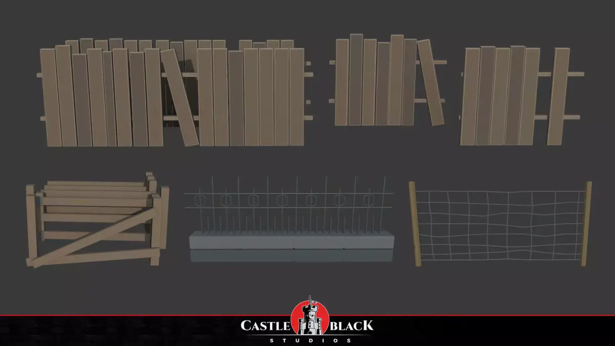 Military Fence Pack Low-poly 3D model