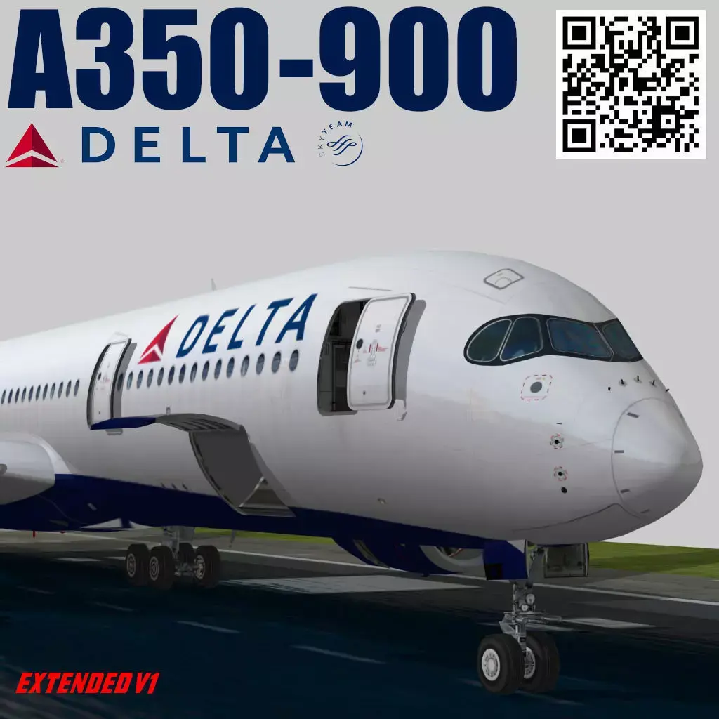 Airbus A350-900 XWB Delta airlnes Ext 1 Low-poly 3D model