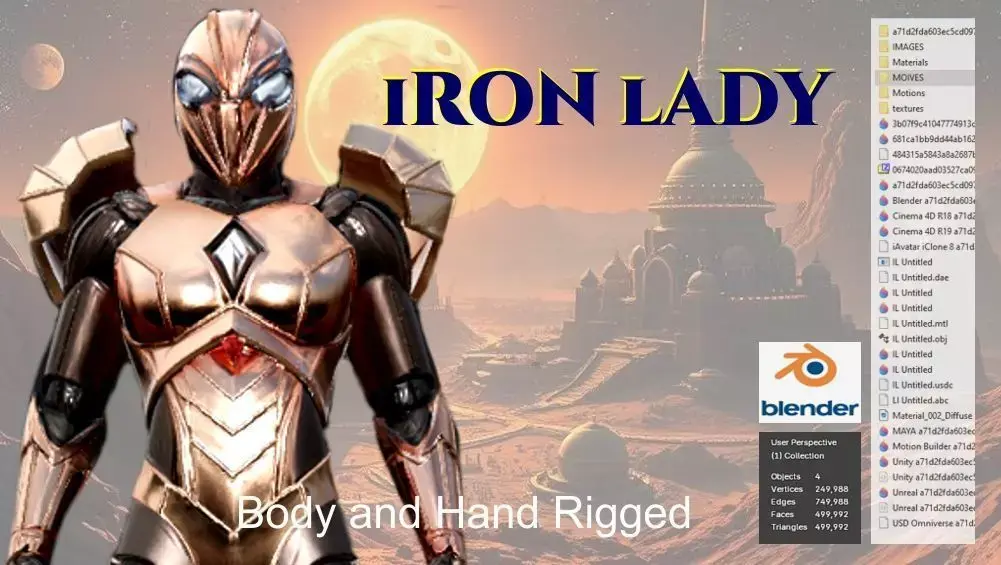 Iron Lady Sci-Fi Premium 3D Model Rigged   3D model