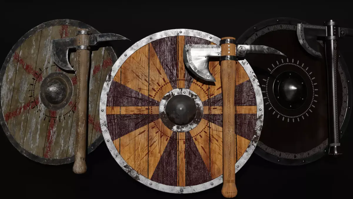 Unique Axe-Shield Low-poly 3D model