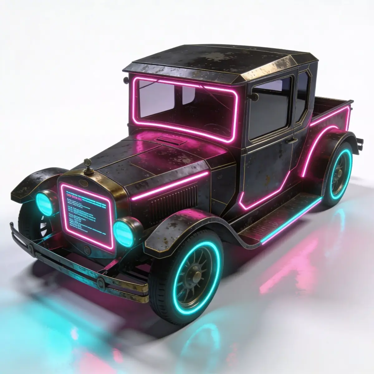 20th Century Cyberpunk Brass Era Car 3D Model Low-poly 3D model