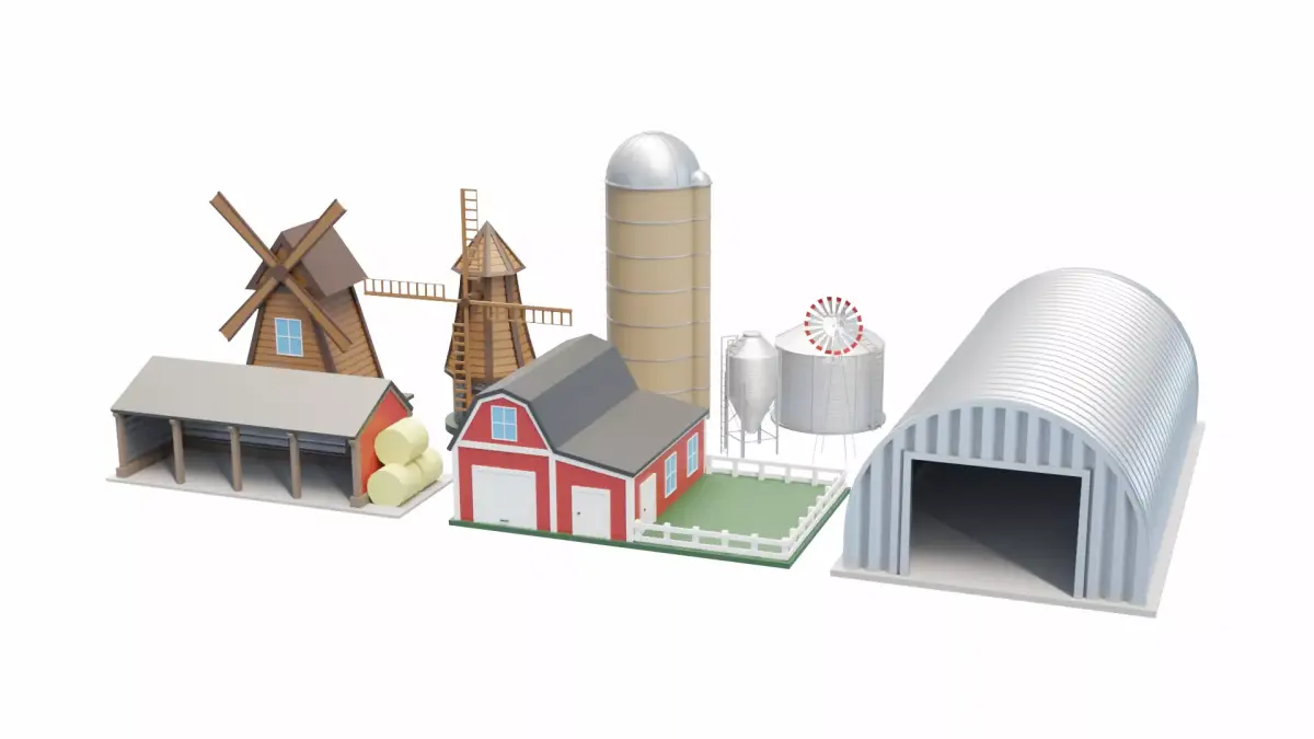 Farm Building Collection 2 3D Model Pack