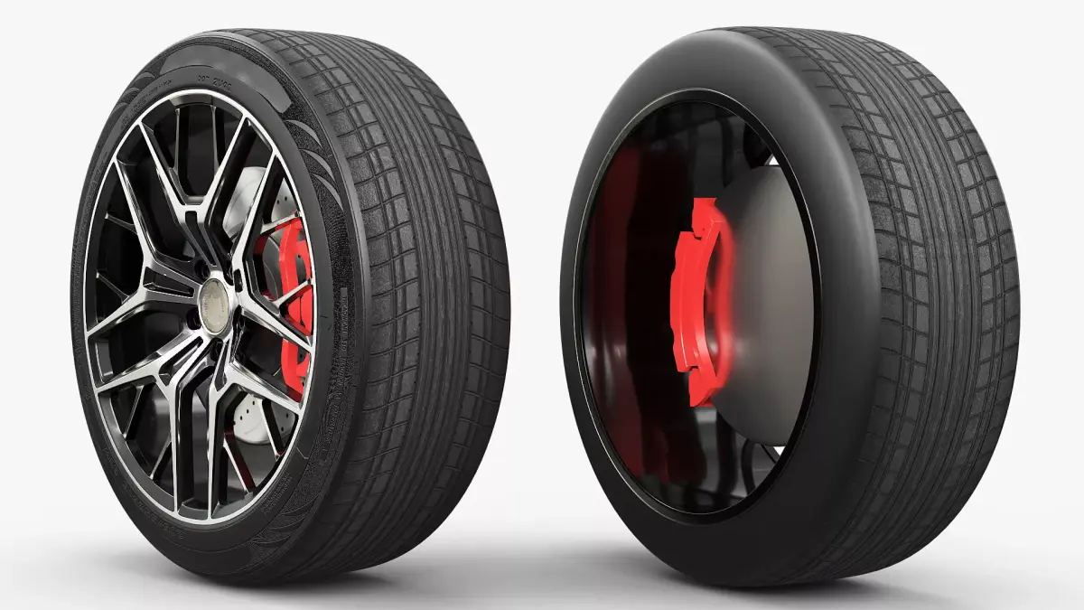 Modern Car Alloy Rim Multi Spoke Silver 3D model