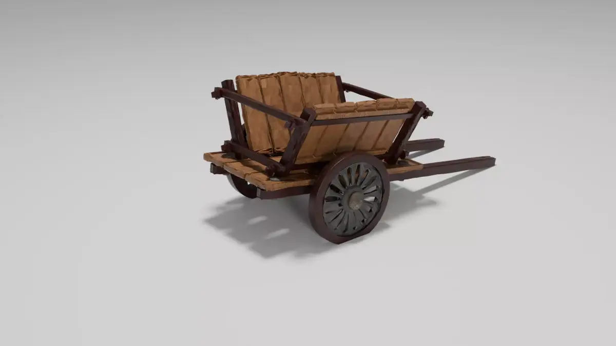 Medieval Wooden Cart 3D model buy