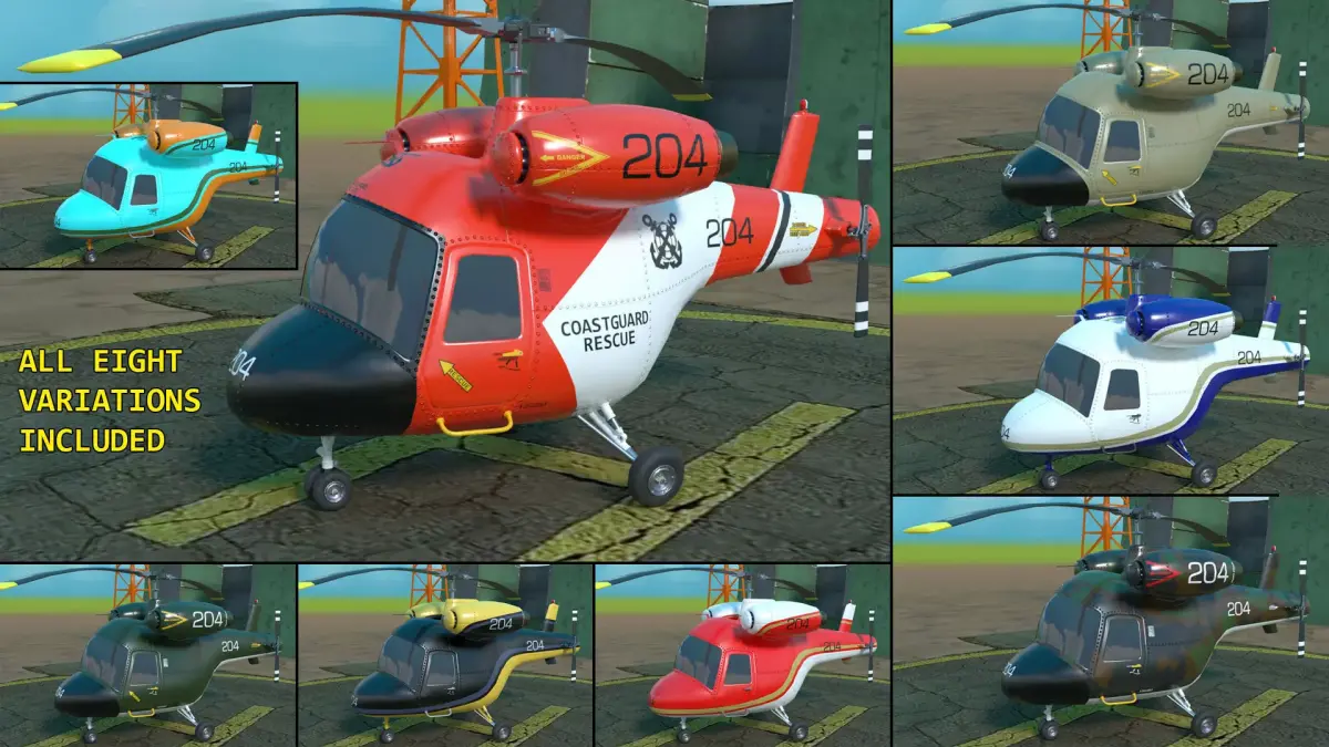 Rigged cartoon helicopter Low-poly 3D model