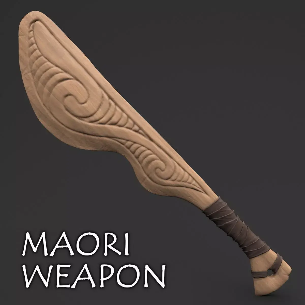 Maori Wooden Weapon - Wahaika 3D model
