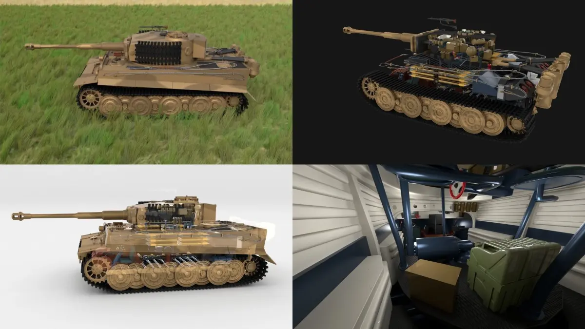 Fully built Panzer Tiger Tank Late 1944 HDRI v1 3D model