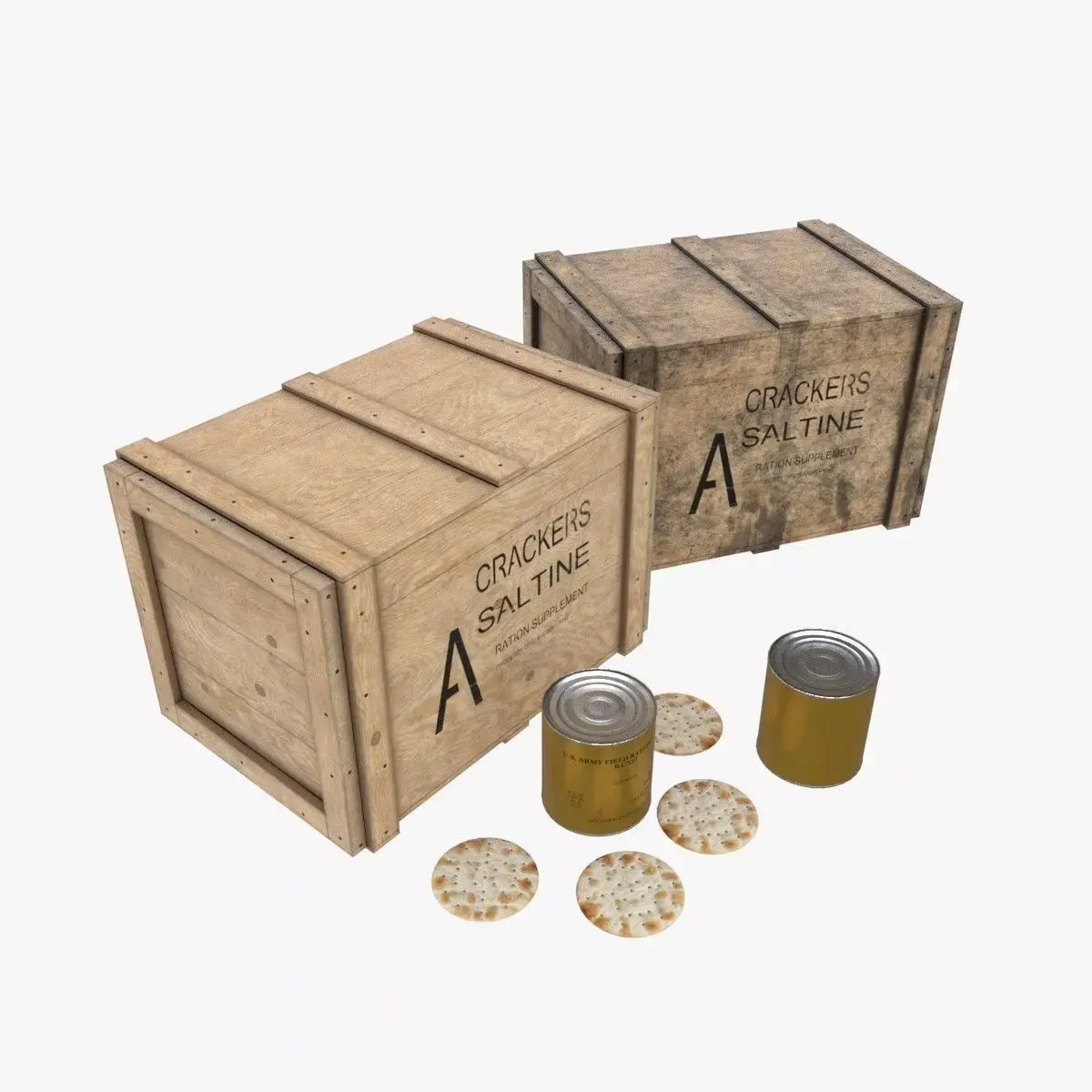 US Crackers Wooden Crate Low-poly 3D model