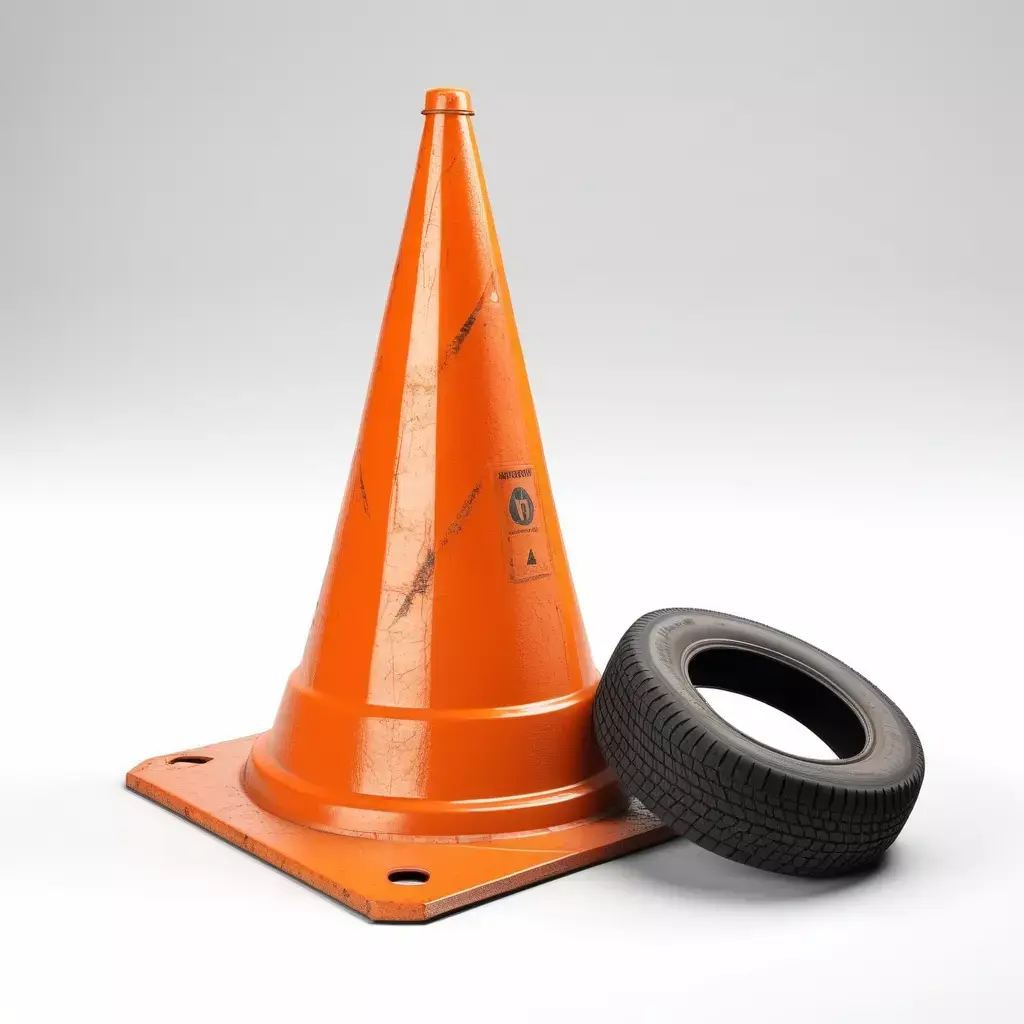 Distressed Traffic Cone and Tire 3D model