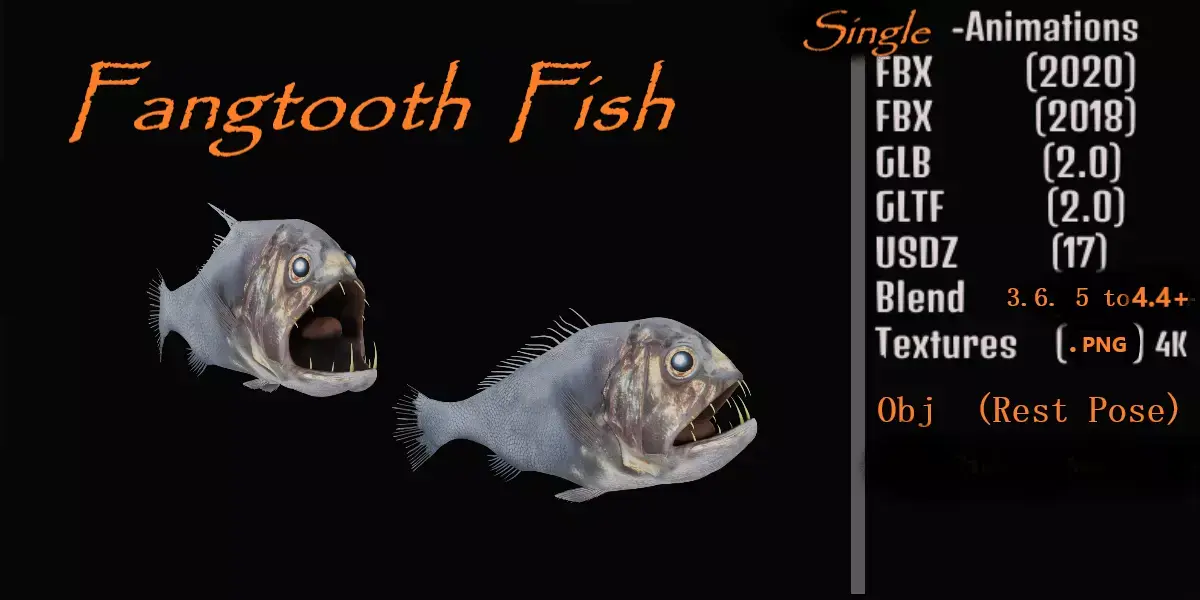 Fangtooth Deep Sea Fish Low-poly 3D model