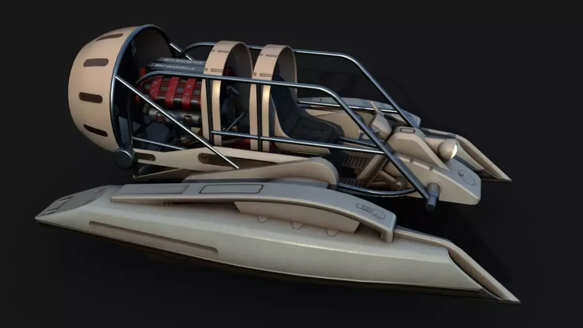 V8 Airboat Low-poly 3D model