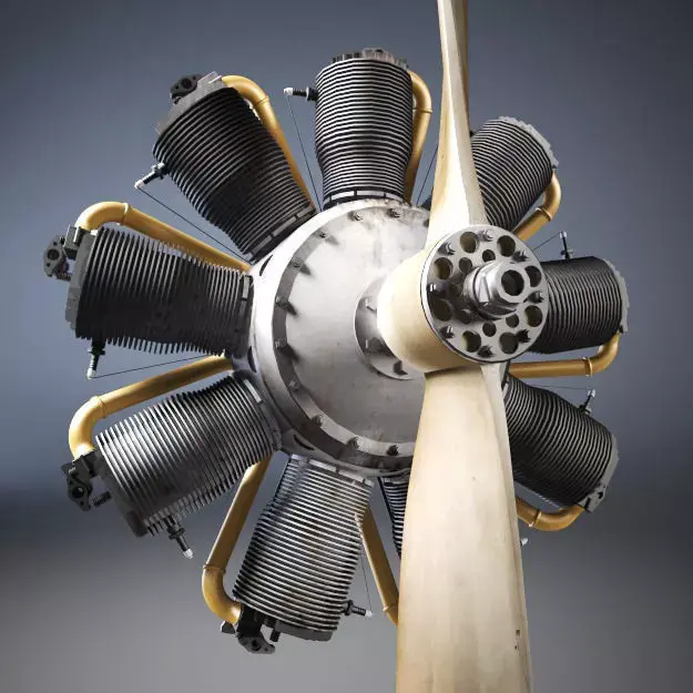  Airplane radial engine and propeller  3D model
