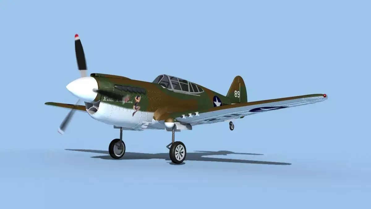 Curtiss P-40F Warhawk V11 USAAF 3D model