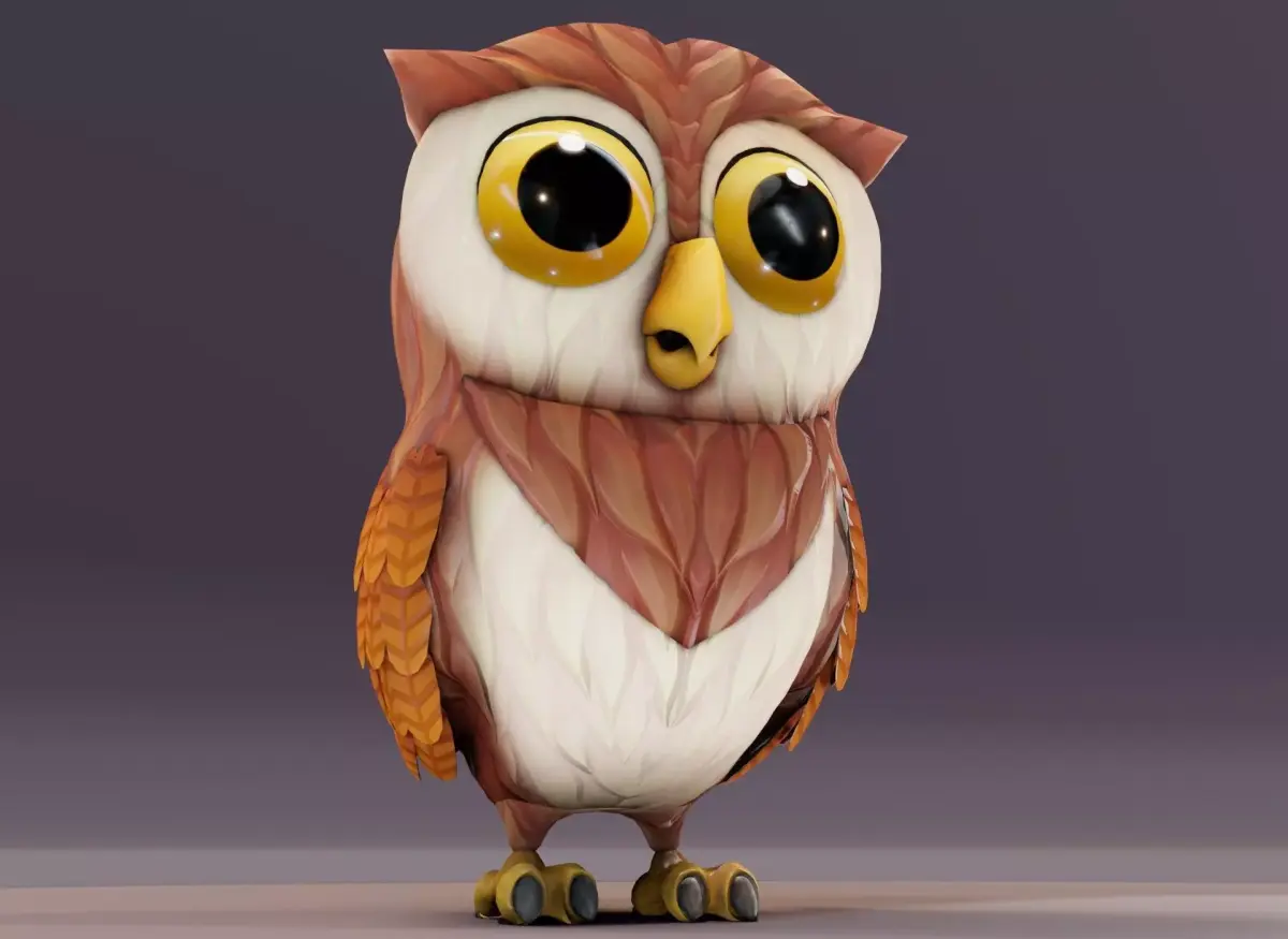 Cartoon Owl Rigged and Animated 3D Model Low-poly 3D model