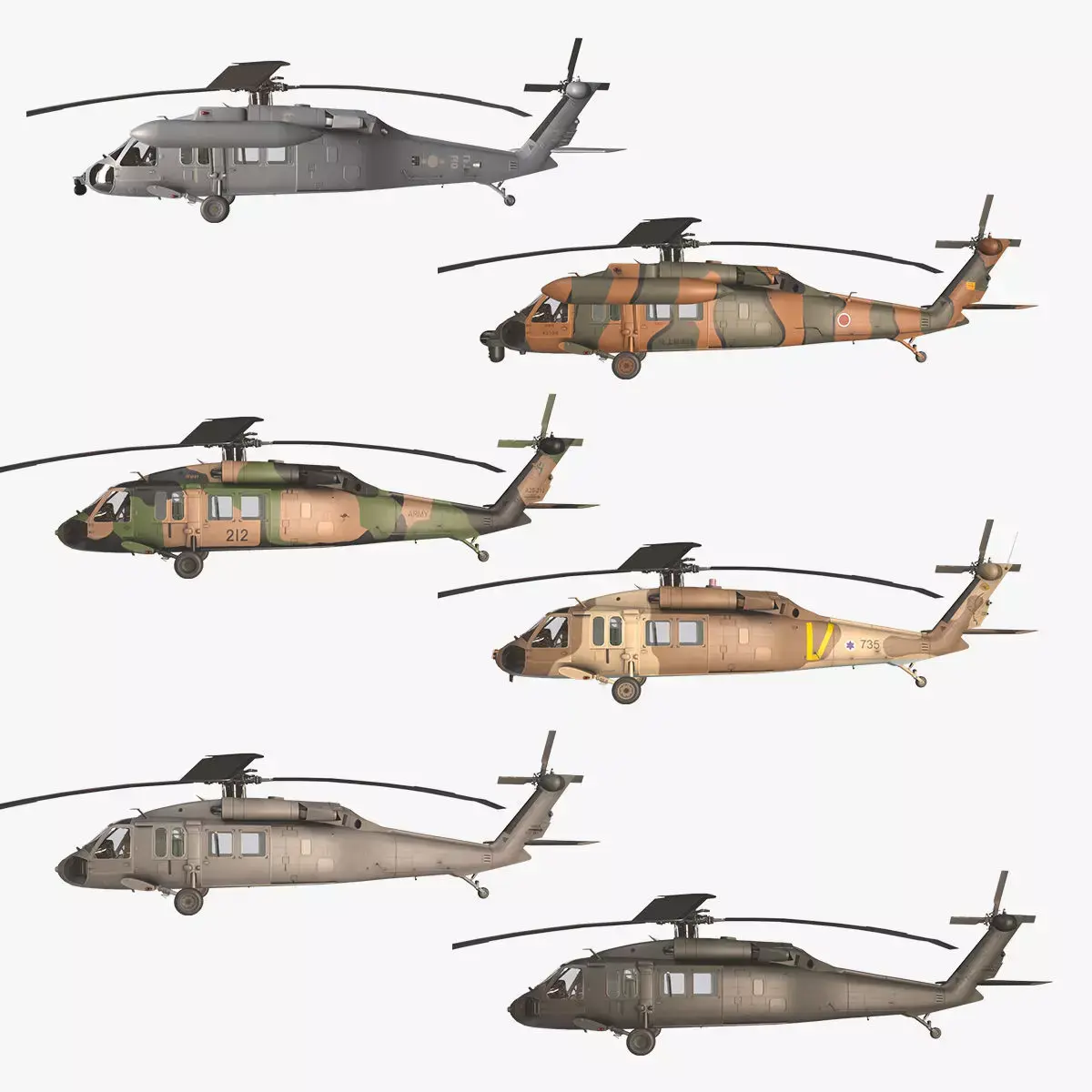 Helicopters Black Hawk UH-60 Collection 