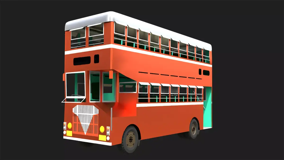 Double Decker Bus of Mumbai City Low-poly 3D model