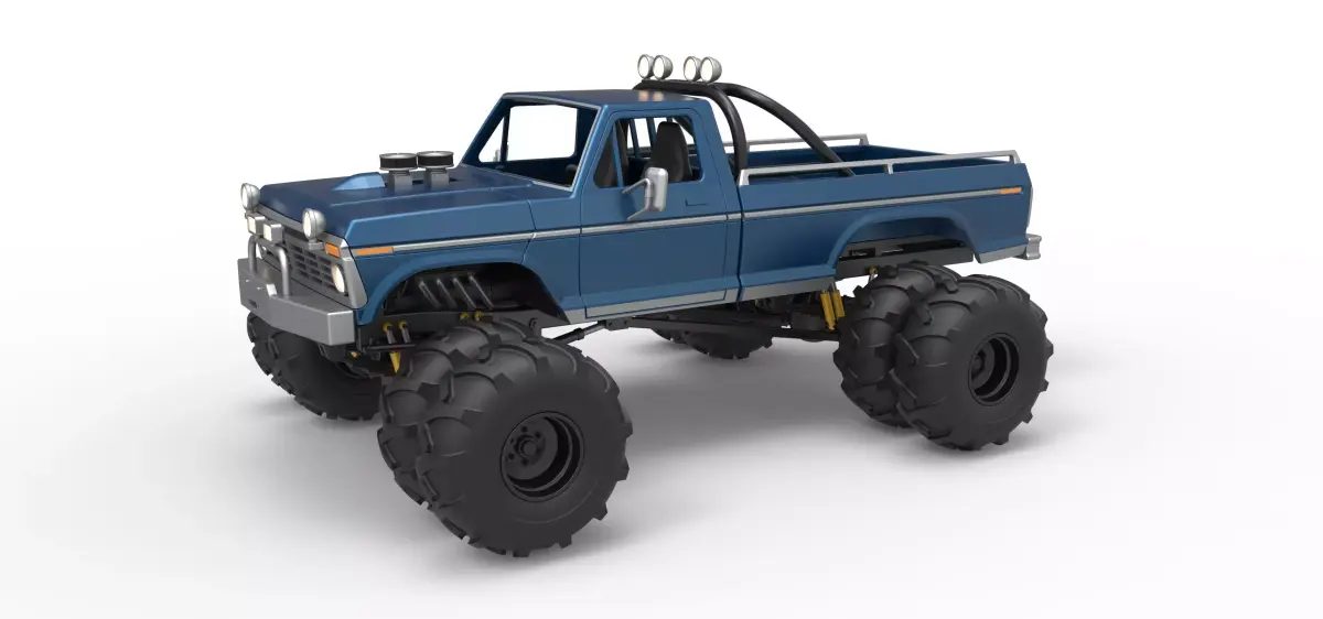 Vintage Monster Truck with double wheels Scale 1 to 25 3D print model buy