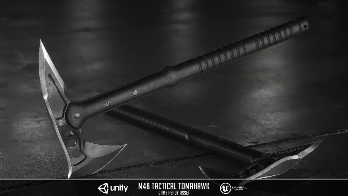 Tactical Tomahawk Game ready mesh and textures Low-poly 3D model