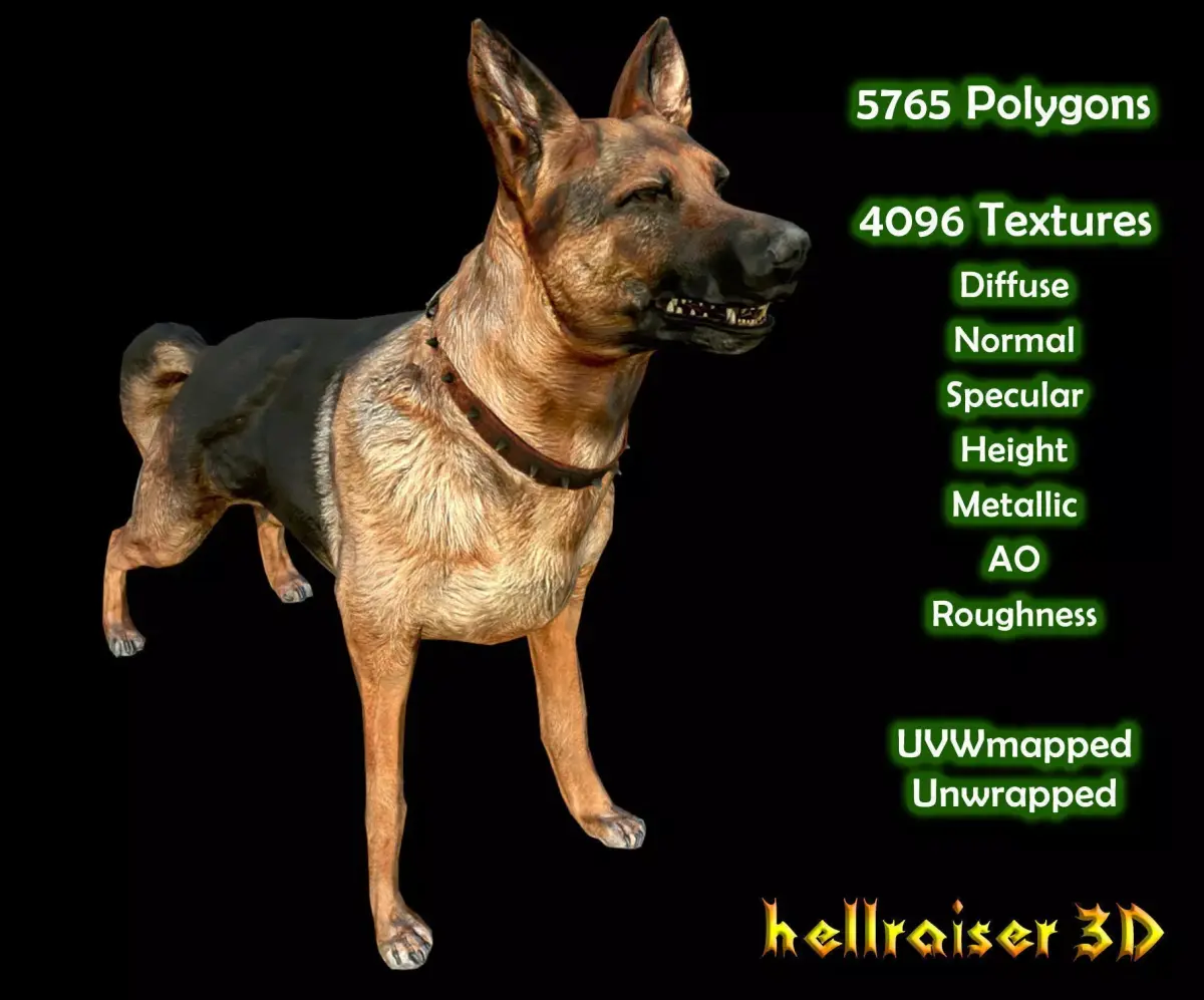 Dog K-9 - PBR - Textured Low-poly 3D model