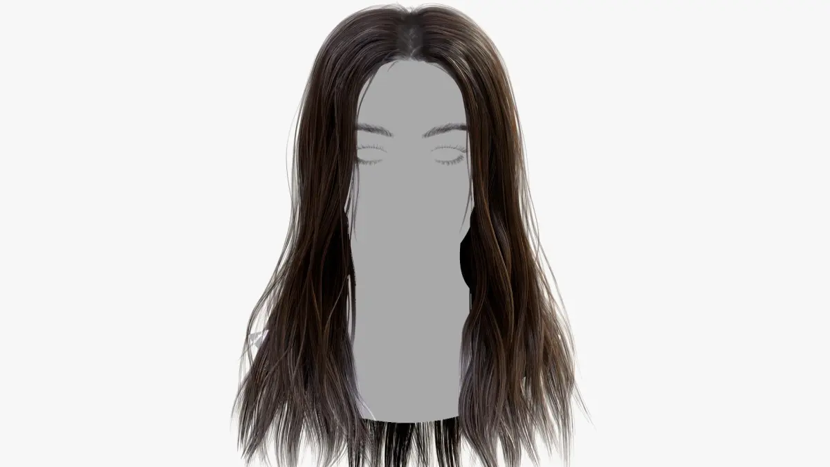 Womans Hair with Eyelashes and Eyebrows 3D model