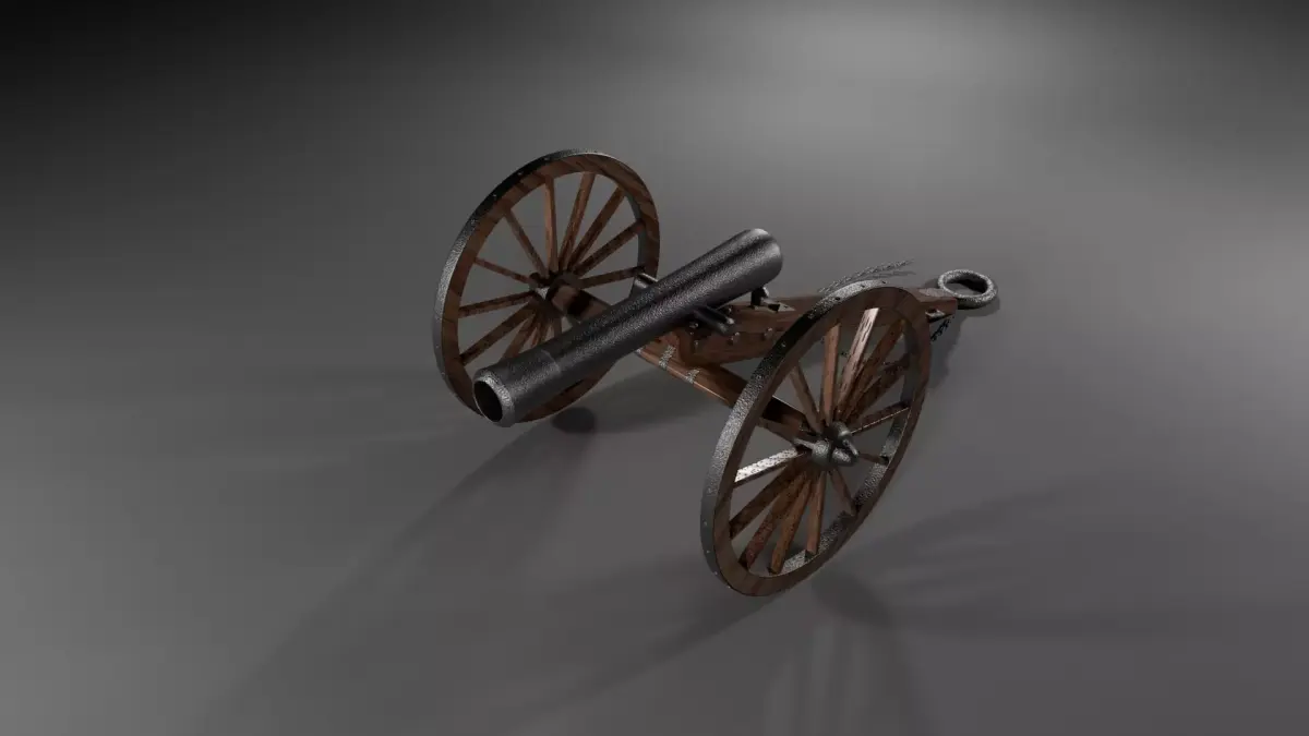 Field Gun - Cannon Low-poly 3D model