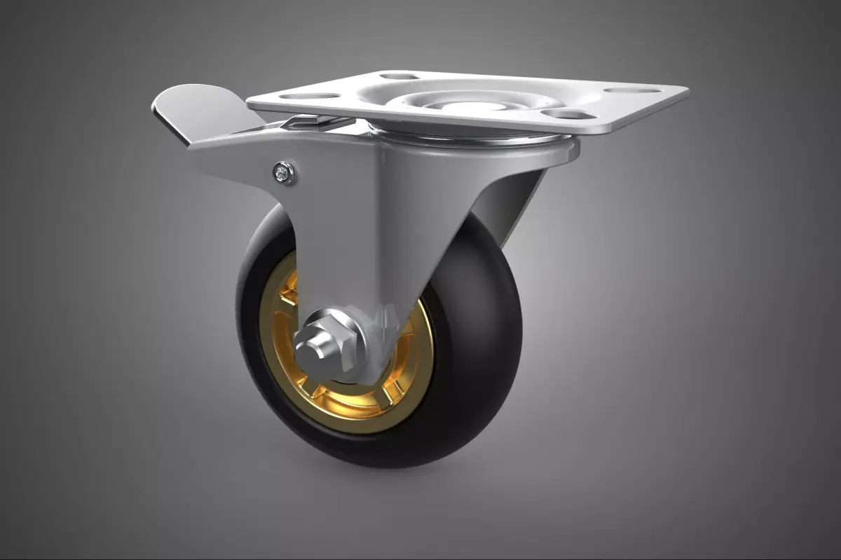 HEAVY DUTY SWIVEL CASTER CASTOR ROLLER WHEEL TIRE BRAKE LOCK IN 3D model