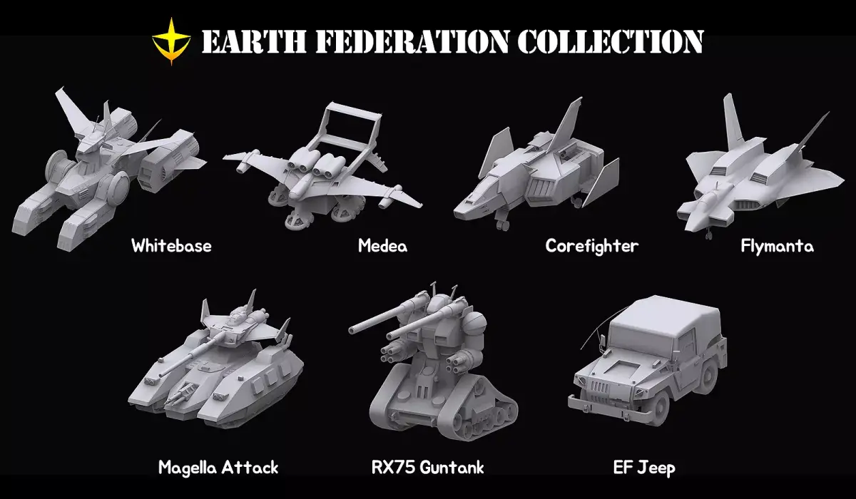 Gundam Earth Federation Space military Collection 3D model