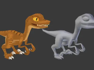Low Poly Raptor Animated Low-poly 3D model