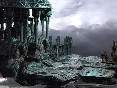 Occult Elven Sci fi floor kitbash 3D model