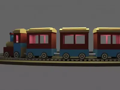 Stylized Toy Train Low-poly 3D model