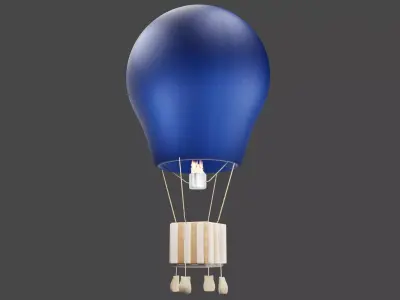 Hot air balloon in flight 3D model