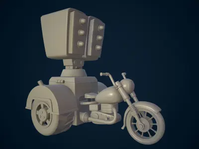 Motorcycle with two lights Low-poly 3D model