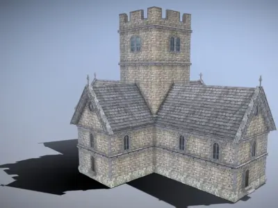 Medieval English Church Low-poly 3D model