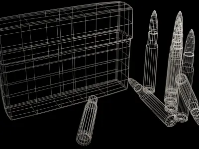 30-06 Springfield Rifle Cartridge and Box Low-poly 3D model