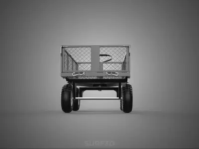 BLACK HEAVY DUTY MANUAL MESH CART UTILITY WAGON YARD TRANSPORT 4 3D model