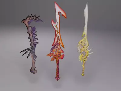 Fantasy sword weapons set Low-poly 3D model