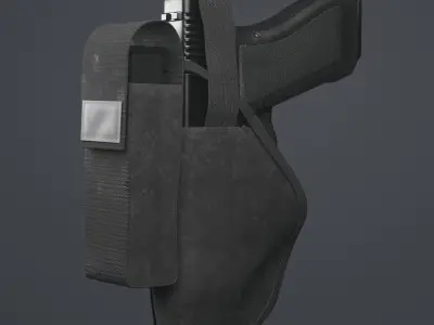 9mm Gun with Holster 3D model