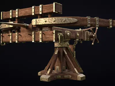 Ballista wooden machine Free low-poly 3D model