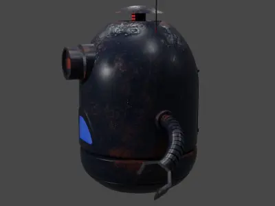 Old dark robot helper Free 3D model