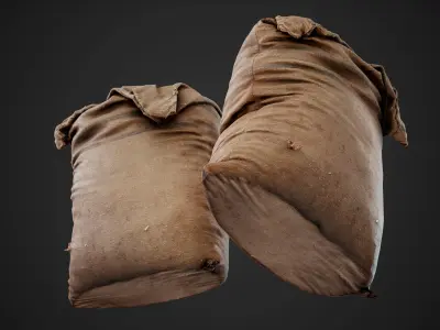 Realistic old burlap bag 02 photo scan Low-poly 3D model
