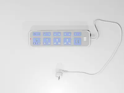 Electricity power strip distributor plug prop Low-poly 3D model